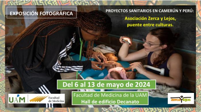 Cartel de la Exposición fotográfica, Proyectos sanitarios en Camerún y Perú.