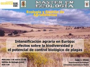 Seminario sobre los efectos de la intensificación agraria sobre la biodiversidad