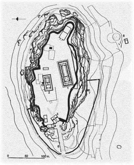 Ilustración de Plano de la acrópolis en el 480 a. C.