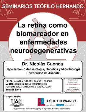 Cartel del Seminario Teófilo Hernando: La retina como biomarcador en enfermedades neurodegenerativas