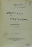 Constitucin y personalidad. Historia y teora de un problema.