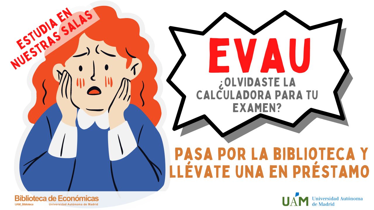 Cartel anunciando el préstamo de calculadoras para la EVAU