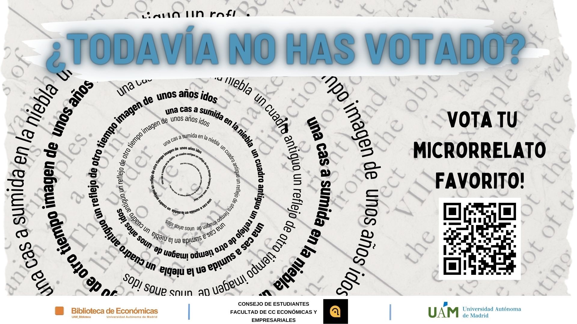 Cartel invitando a la votación del premio del público en el Concurso de microrrelato