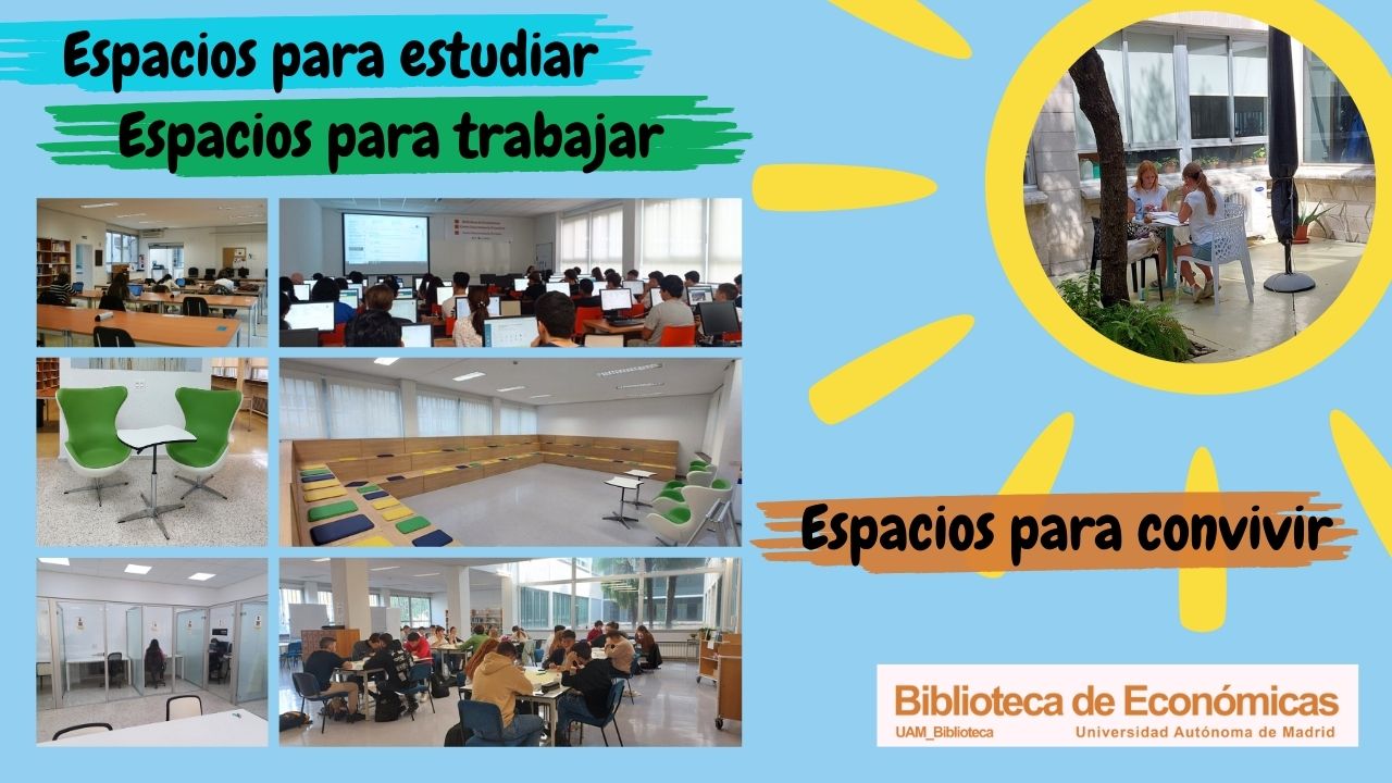 Collage de espacios de la Biblioteca de Económicas