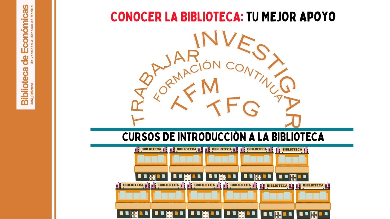 Cartel anunciando el resumen de los cursos de introducción a la biblioteca