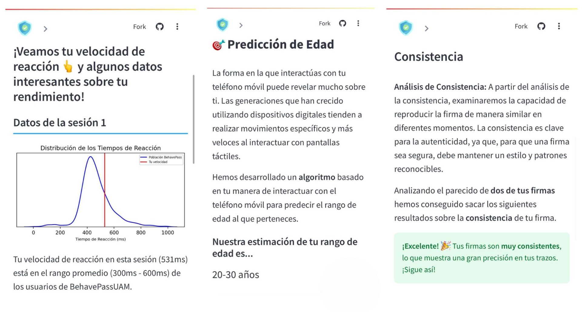 Ejemplo de retroalimentación personalizada proporcionada por la aplicación sobre los patrones de interacción del usuario con el dispositivo móvil. 