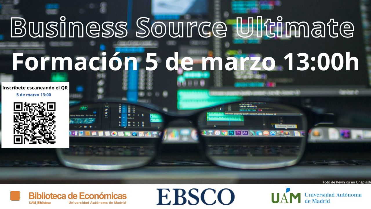 Cartel anunciando la sesión de formación de Business Source Ultimate